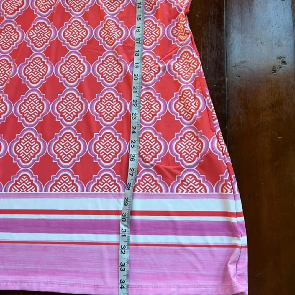 NWT Cabana Life Women’s UPF 50+ Long Sleeve Dress – Coral & White – Size XL - Picture 7 of 7
